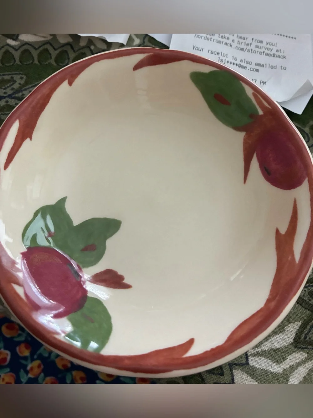 Franciscan Apple Bowls. Two 5”,one 6”. Dating 1963, 1979 & 2004. EC. Handpainted